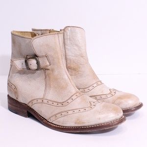 Bed Stu Cream Ankle Boots